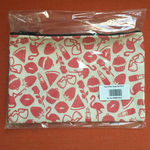 Towne9 Pink Things Zip Pouch Cosmetic Bag - Picture 3 of 8